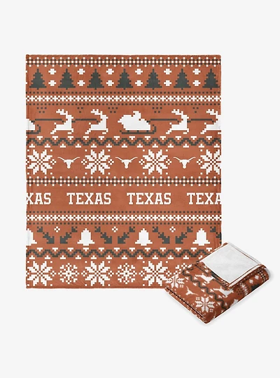 NCAA Texas Longhorns Xmas Time Silk Touch Throw Blanket