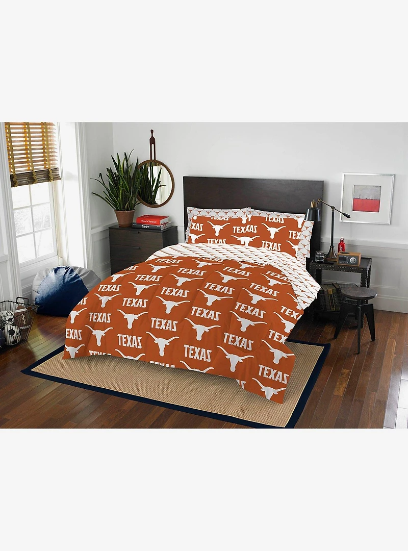 NCAA Texas Rotary 7 PC Full Bed In Bag Set