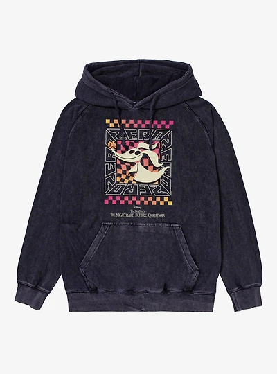 Disney Nightmare Before Christmas Zero Squared Checkers Mineral Wash Hoodie