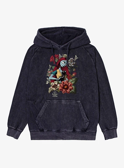 Disney Nightmare Before Christmas Sally And Cat Flowers Mineral Wash Hoodie