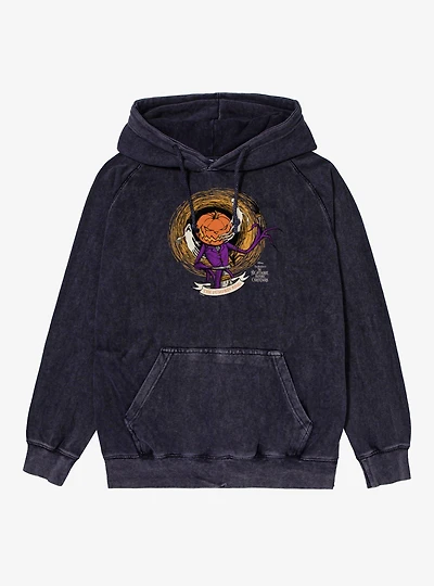 Disney Nightmare Before Christmas Pumpkin King Jack O Lantern Head Mineral Wash Hoodie