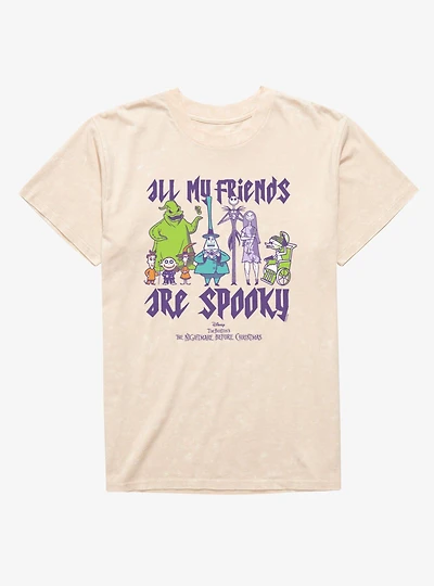Disney Nightmare Before Christmas All My Friends Are Spooky Group Shot Mineral Wash T-Shirt