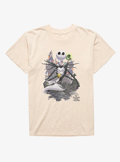 Disney Nightmare Before Christmas Jack Skellington Graveyard Cheer Mineral Wash T-Shirt