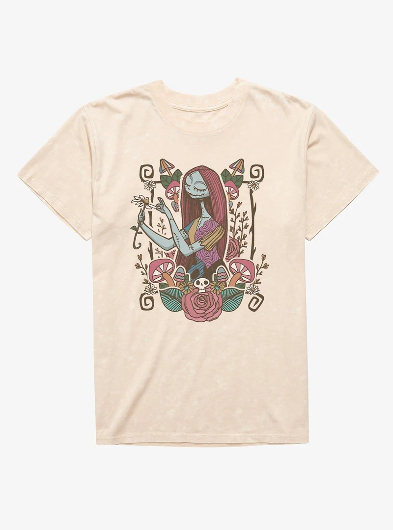 Disney Nightmare Before Christmas Sally Mushroom Flower Garden Mineral Wash T-Shirt