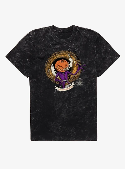 Disney Nightmare Before Christmas Pumpkin King Jack O Lantern Head Mineral Wash T-Shirt