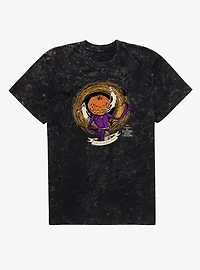Disney Nightmare Before Christmas Pumpkin King Jack O Lantern Head Mineral Wash T-Shirt