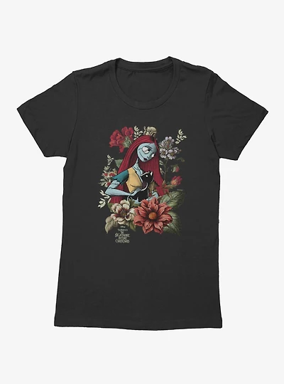 Disney Nightmare Before Christmas Sally And Cat Flowers Womens T-Shirt