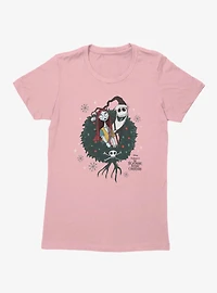 Disney Nightmare Before Christmas Sally And Jack Wreath Womens T-Shirt