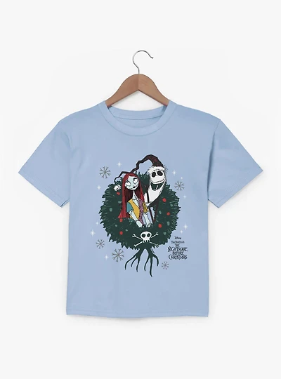 Disney Nightmare Before Christmas Sally And Jack Wreath Youth T-Shirt