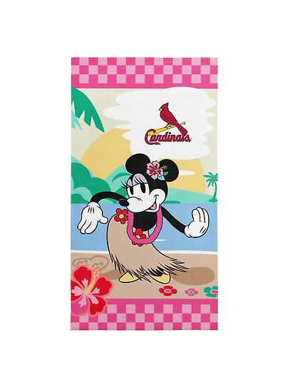 MLB St. Louis Cardinals Disney Minnie Mouse Beachy Check Pink Microfiber Beach Towel