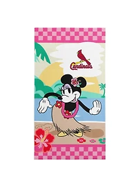 MLB St. Louis Cardinals Disney Minnie Mouse Beachy Check Pink Microfiber Beach Towel