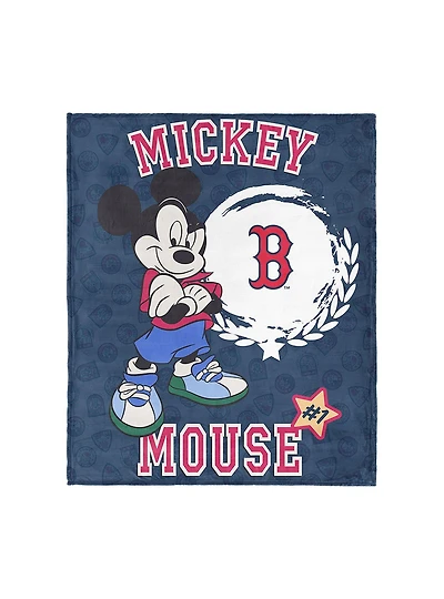 MLB Boston Red Sox Disney Mickey Mouse Baller Navy Silk Touch Throw Blanket