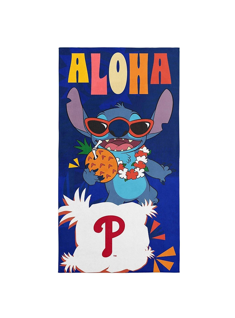 MLB Philadelphia Phillies Disney Lilo & Stitch Tropic Royal Microfiber Beach Towel