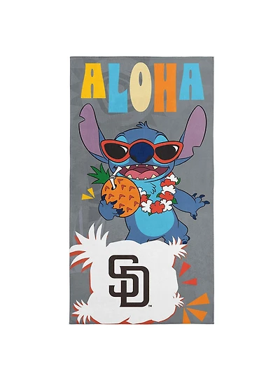 MLB San Diego Padres Disney Lilo & Stitch Tropic Grey Microfiber Beach Towel