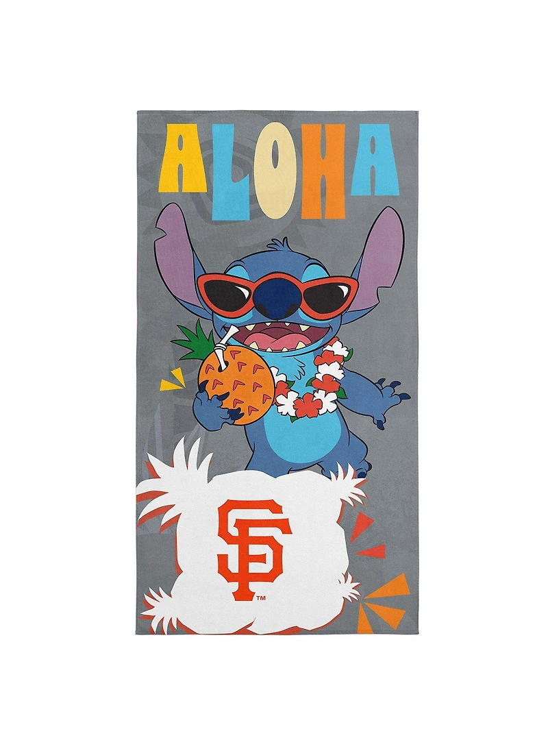 MLB San Francisco Giants Disney Lilo & Stitch Tropic Grey Microfiber Beach Towel