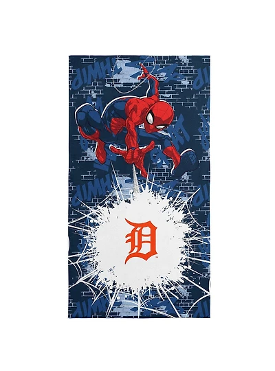 MLB Detroit Tigers Marvel Spider-Man Web Core Navy Microfiber Beach Towel
