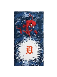 MLB Detroit Tigers Marvel Spider-Man Web Core Navy Microfiber Beach Towel