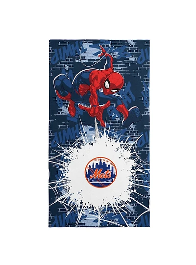 MLB New York Mets Marvel Spider-Man Web Core Navy Microfiber Beach Towel