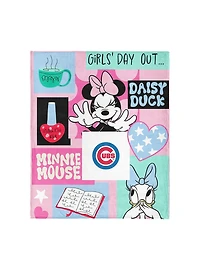 MLB Chicago Cubs Disney Minnie Mouse Checker Floral Pink Silk Touch Throw Blanket
