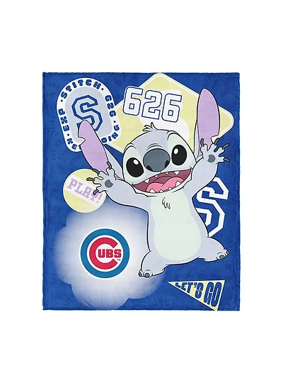 MLB Chicago Cubs Disney Lilo & Stitch Stickers Royal Silk Touch Throw Blanket