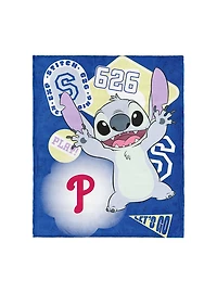 MLB Philadelphia Phillies Disney Lilo & Stitch Stickers Grey Silk Touch Throw Blanket
