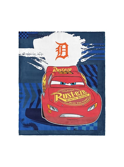 MLB Detroit Tigers Disney Pixar Cars Lap Time Navy Silk Touch Throw Blanket