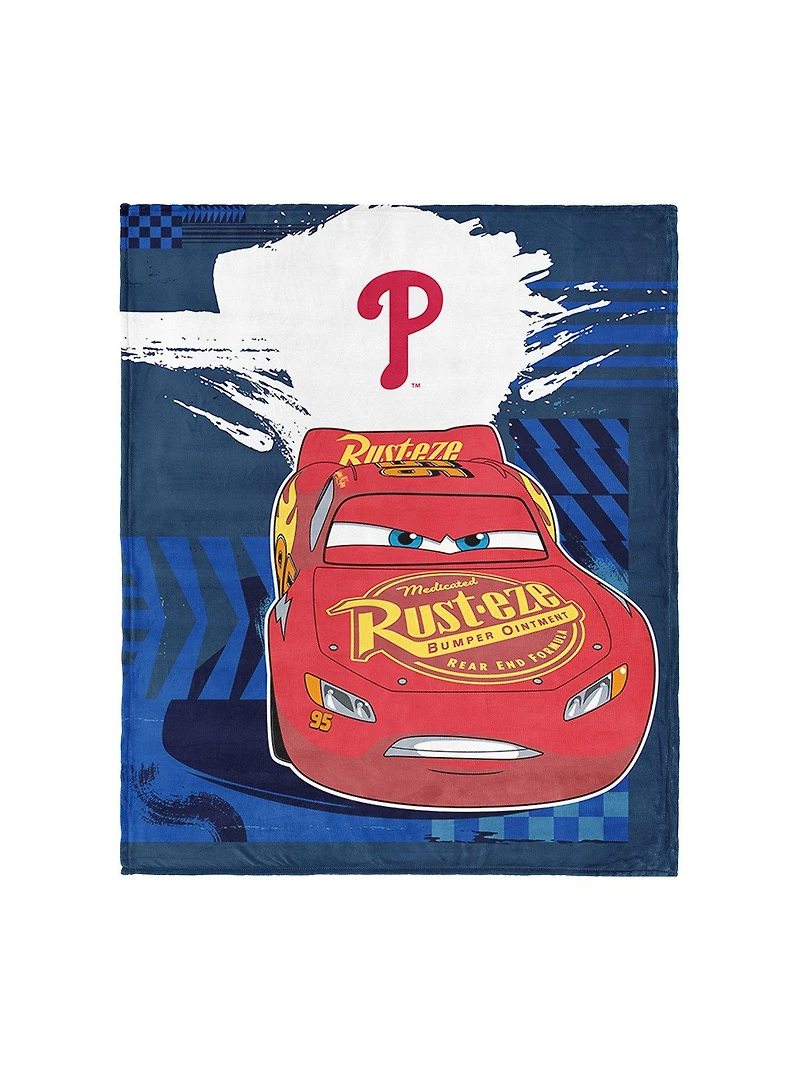 MLB Philadelphia Phillies Disney Pixar Cars Lap Time Grey Silk Touch Throw Blanket