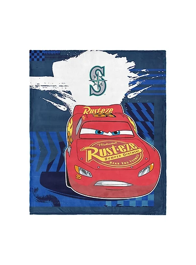 MLB Seattle Mariners Disney Pixar Cars Lap Time Navy Silk Touch Throw Blanket