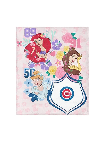 MLB Chicago Cubs Disney Princesses Game On Girls Pink Silk Touch Throw Blanket