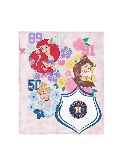 MLB Houston Astros Disney Princesses Game On Girls Pink Silk Touch Throw Blanket