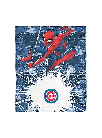 MLB Chicago Cubs Marvel Spider-Man Web Sling Navy Silk Touch Throw Blanket