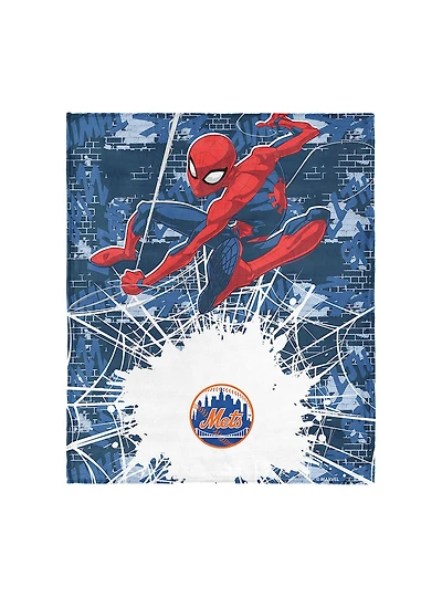 MLB New York Mets Marvel Spider-Man Web Sling Navy Silk Touch Throw Blanket