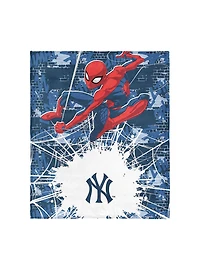 MLB New York Yankees Marvel Spider-Man Web Sling Navy Silk Touch Throw Blanket