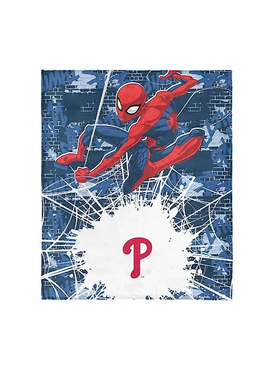 MLB Philadelphia Phillies Marvel Spider-Man Web Sling Grey Silk Touch Throw Blanket