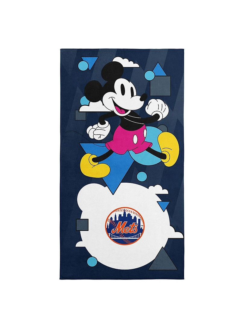 MLB New York Mets Disney Mickey Mouse Good Vibes Navy Microfiber Beach Towel