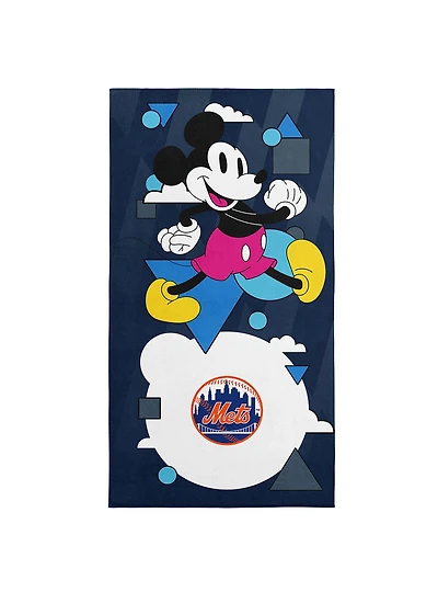 MLB New York Mets Disney Mickey Mouse Good Vibes Navy Microfiber Beach Towel