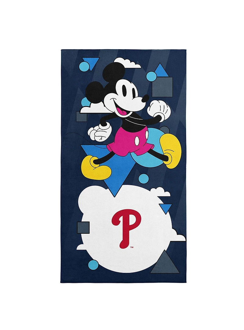 MLB Philadelphia Phillies Disney Mickey Mouse Good Vibes Navy Microfiber Beach Towel