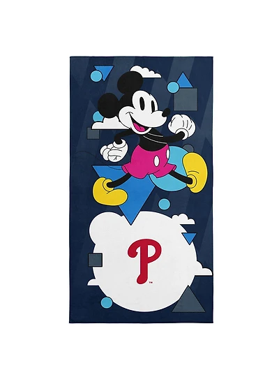 MLB Philadelphia Phillies Disney Mickey Mouse Good Vibes Navy Microfiber Beach Towel