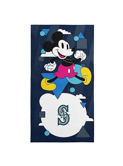 MLB Seattle Mariners Disney Mickey Mouse Good Vibes Navy Microfiber Beach Towel