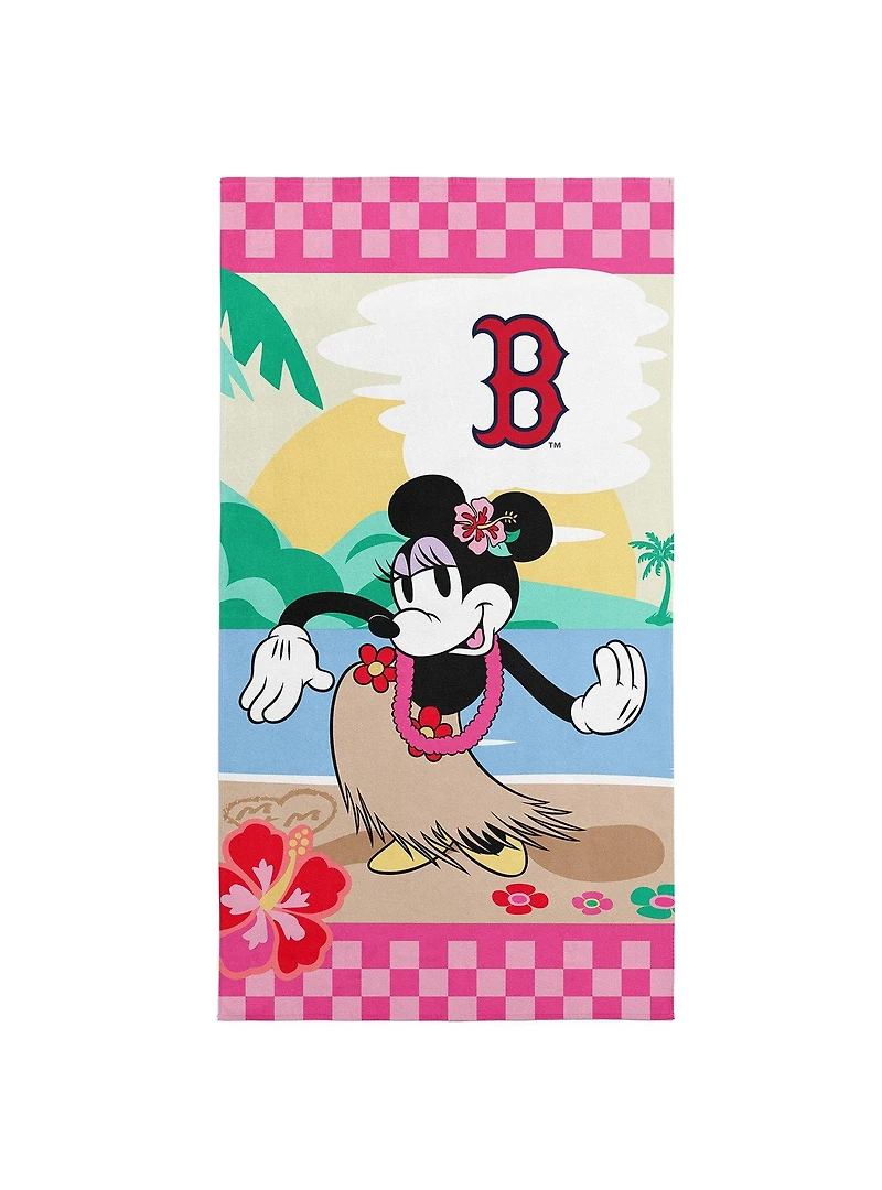 MLB Boston Red Sox Disney Minnie Mouse Beachy Check Pink Microfiber Beach Towel