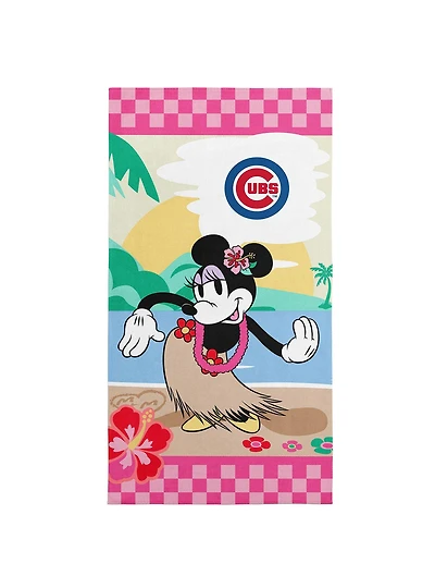 MLB Chicago Cubs Disney Minnie Mouse Beachy Check Pink Microfiber Beach Towel
