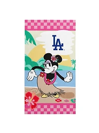 MLB Los Angeles Dodgers Disney Minnie Mouse Beachy Check Pink Microfiber Beach Towel