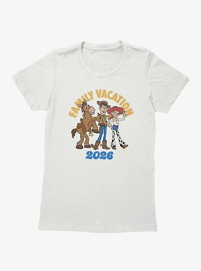 Disney Pixar Toy Story Family Vacation 2026 Woody Bullseye & Jessie Womens T-Shirt