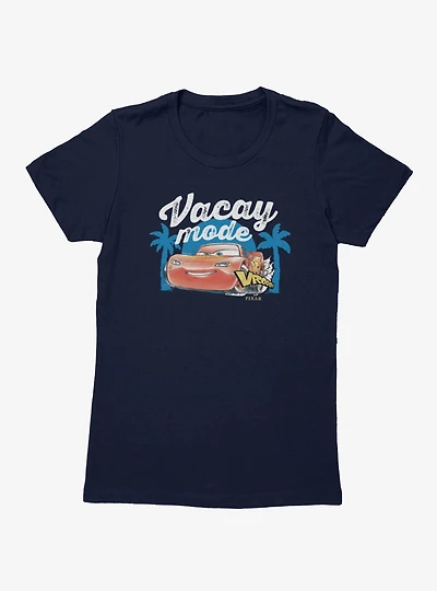 Disney Pixar Cars Vacay Mode McQueen Vroom Vacation Womens T-Shirt