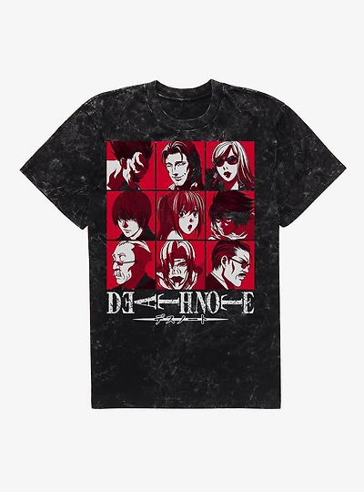 Death Note Character Grid Mineral Wash T-Shirt BoxLunch Exclusive