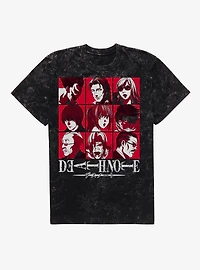 Death Note Character Grid Mineral Wash T-Shirt BoxLunch Exclusive