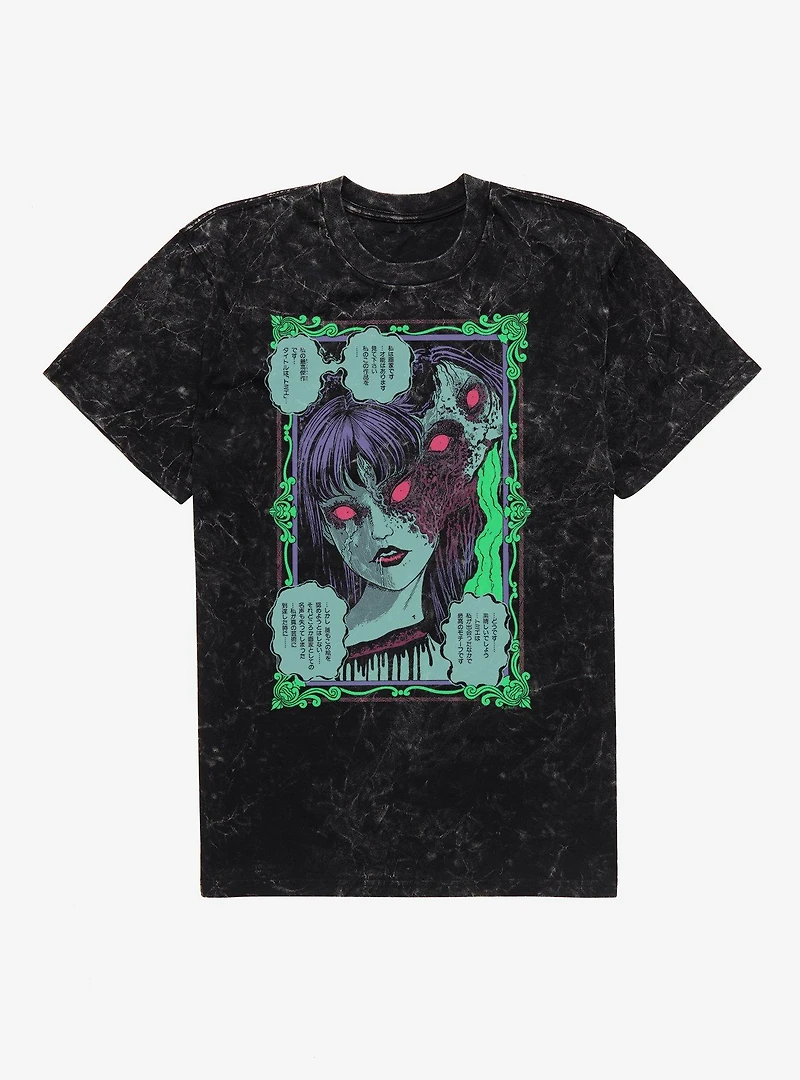 Junji Ito Tomie Face Morph Mineral Wash T-Shirt BoxLunch Exclusive