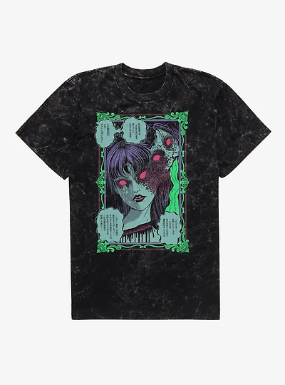 Junji Ito Tomie Face Morph Mineral Wash T-Shirt BoxLunch Exclusive