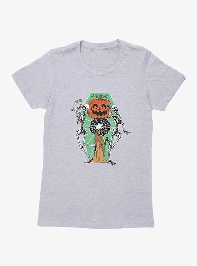 Dancing Skeletons Pumpkin Candle Womens T-Shirt