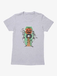 Dancing Skeletons Pumpkin Candle Womens T-Shirt